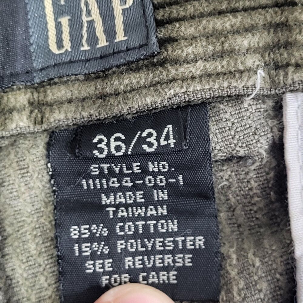Vintage Gap Corduroy Pants Mens Size 36x34 Olive Green Pleated Relaxed Baggy Y2K - Picture 12 of 13